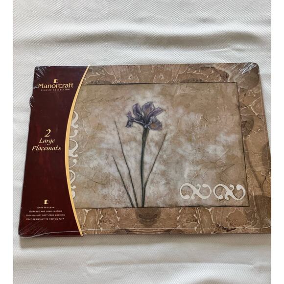 Set 2 Manorcraft Pimpernel Intl. Classic Collection Iris Cork Back Sealed Pkg. - Picture 1 of 13